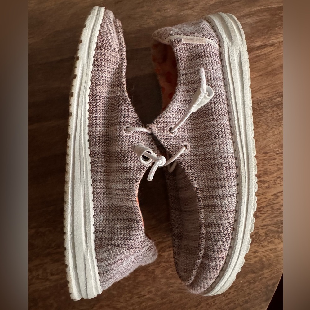 Hey Dude Pink and White Women's Sneakers